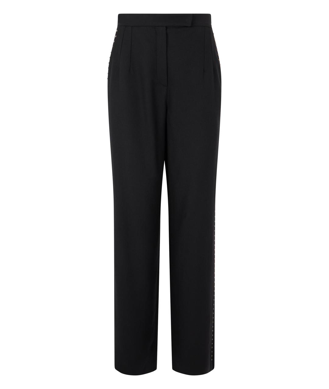 EMPORIO ARMANI Черные полиэстеровые прямые брюки, фото 1