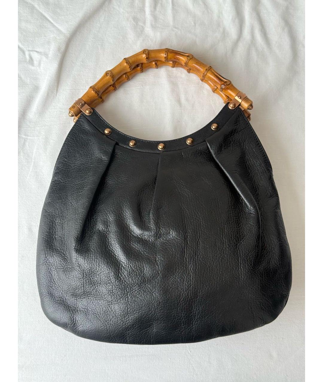 GUCCI Черная кожаная сумка с короткими ручками, фото 4