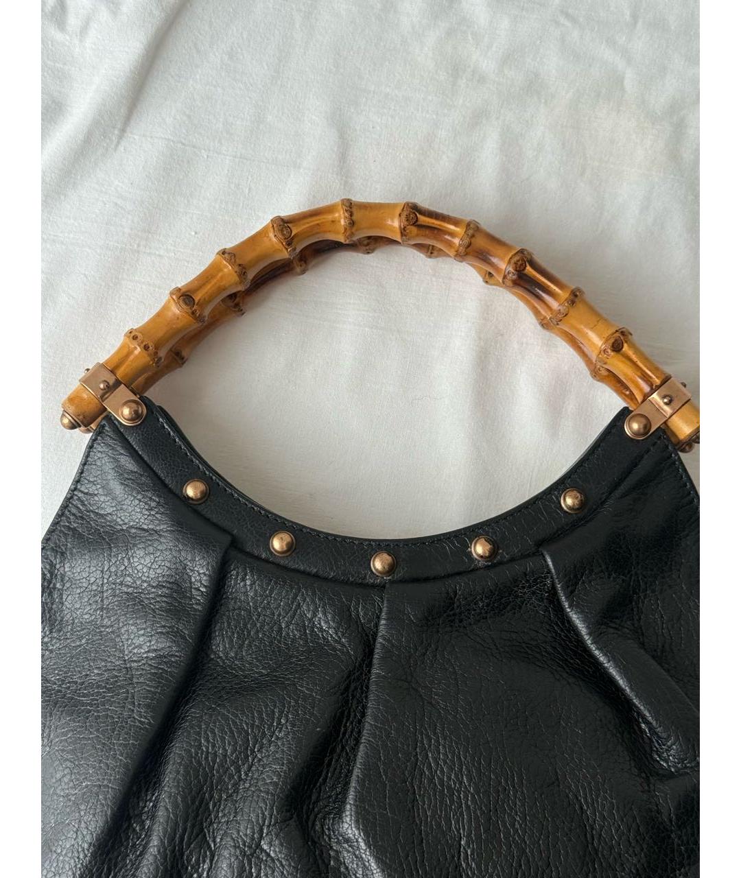 GUCCI Черная кожаная сумка с короткими ручками, фото 2