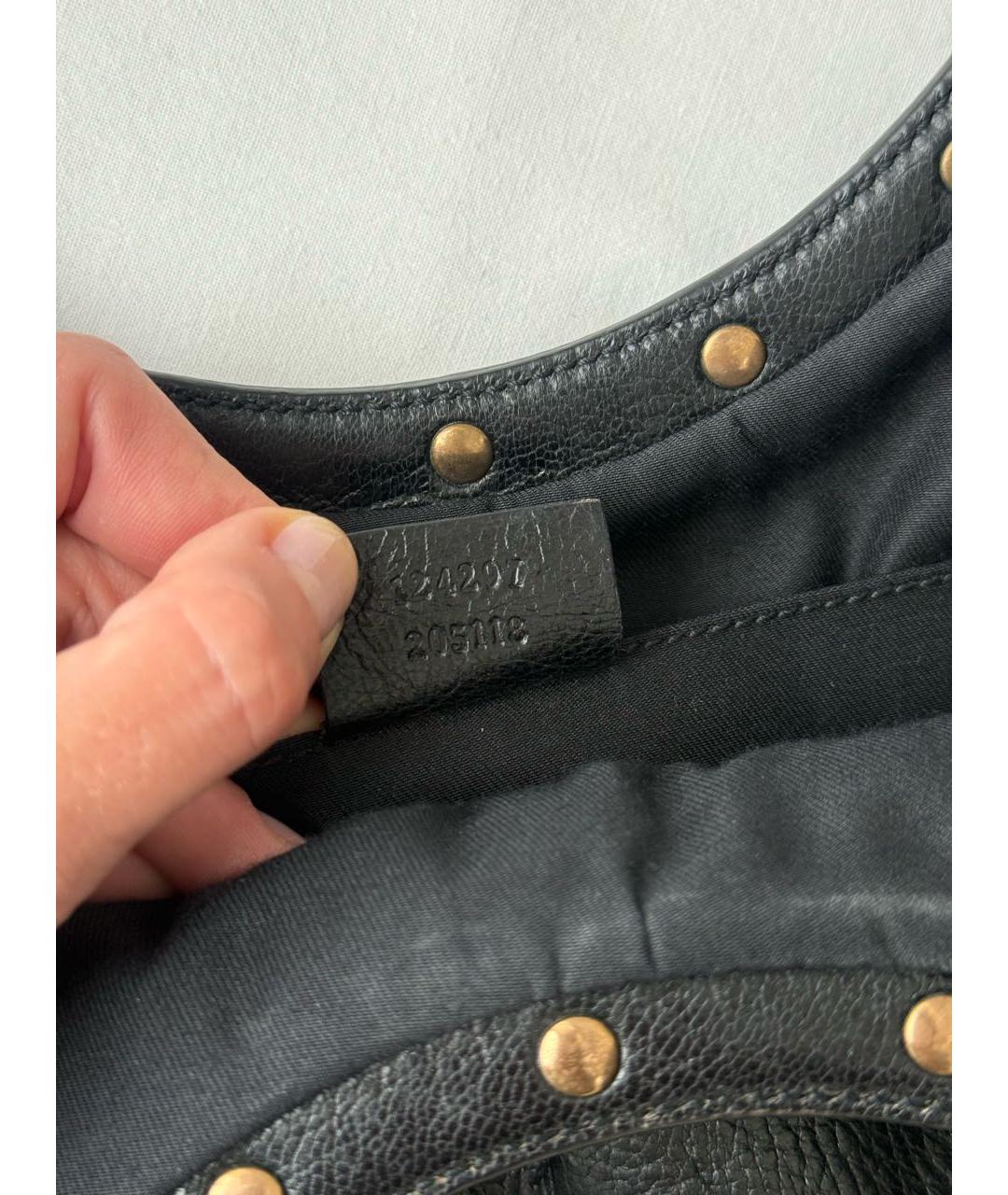 GUCCI Черная кожаная сумка с короткими ручками, фото 6