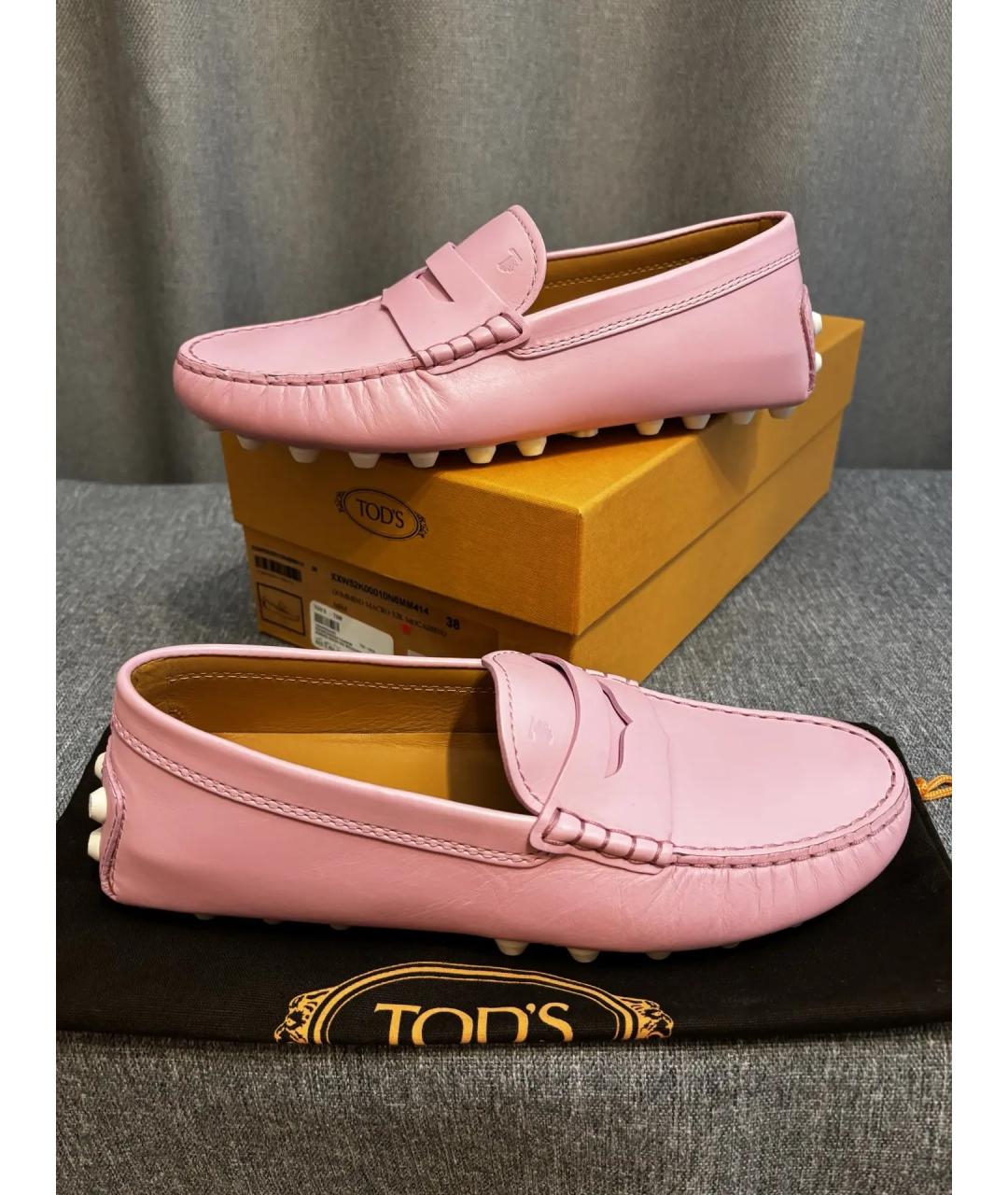 TOD'S Розовые кожаные мокасины, фото 7