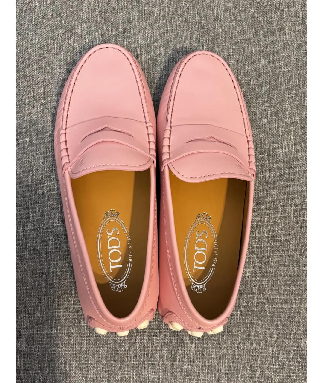 TOD'S Розовые кожаные мокасины, фото 2
