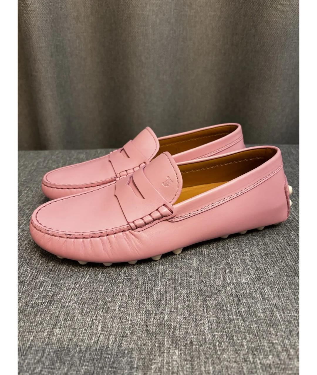 TOD'S Розовые кожаные мокасины, фото 3