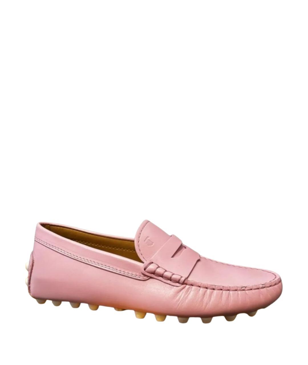 TOD'S Розовые кожаные мокасины, фото 1