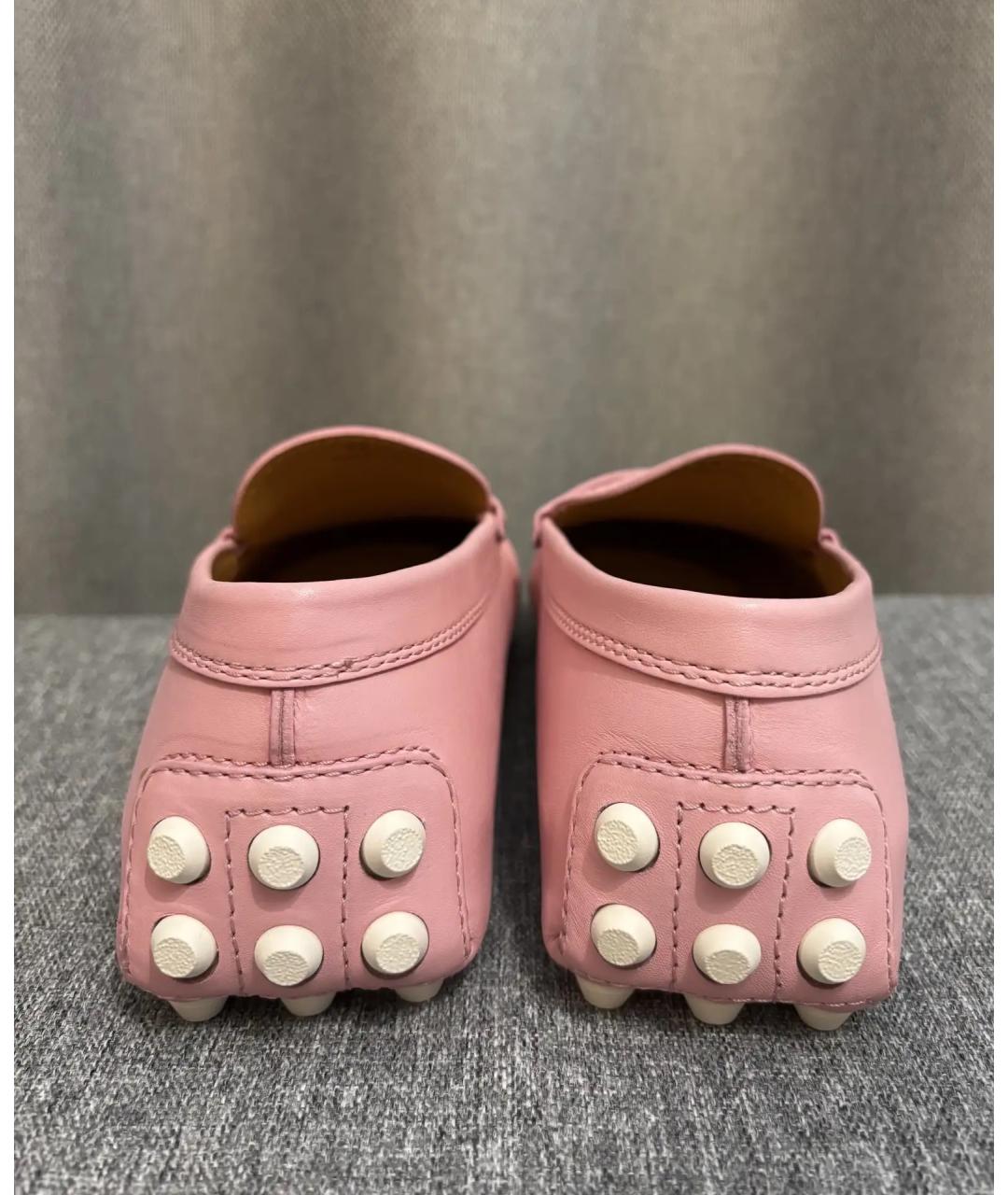 TOD'S Розовые кожаные мокасины, фото 4