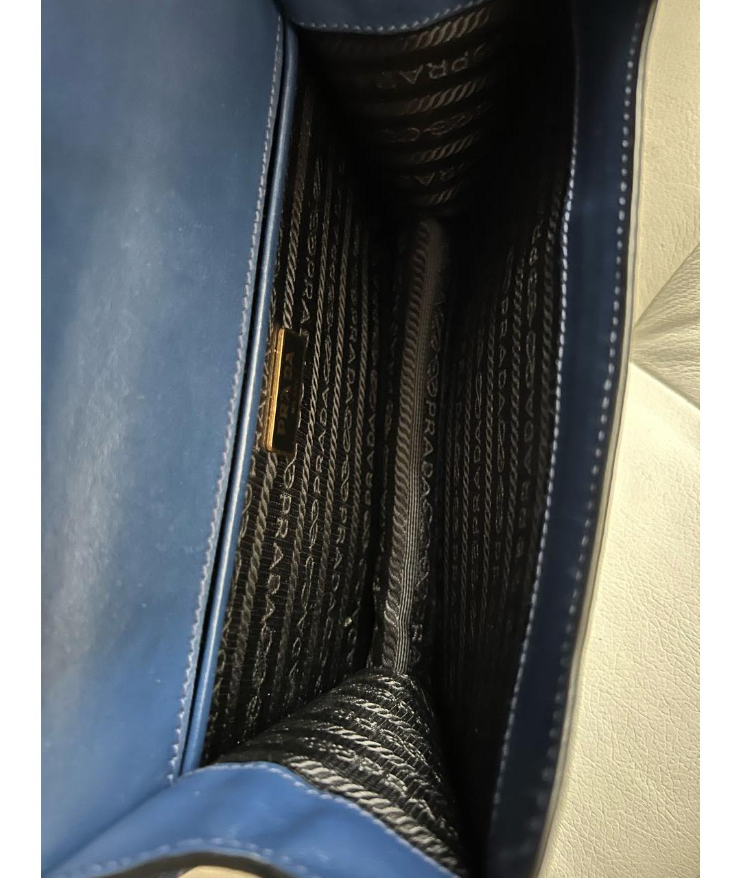 PRADA Темно-синяя кожаная сумка через плечо, фото 7