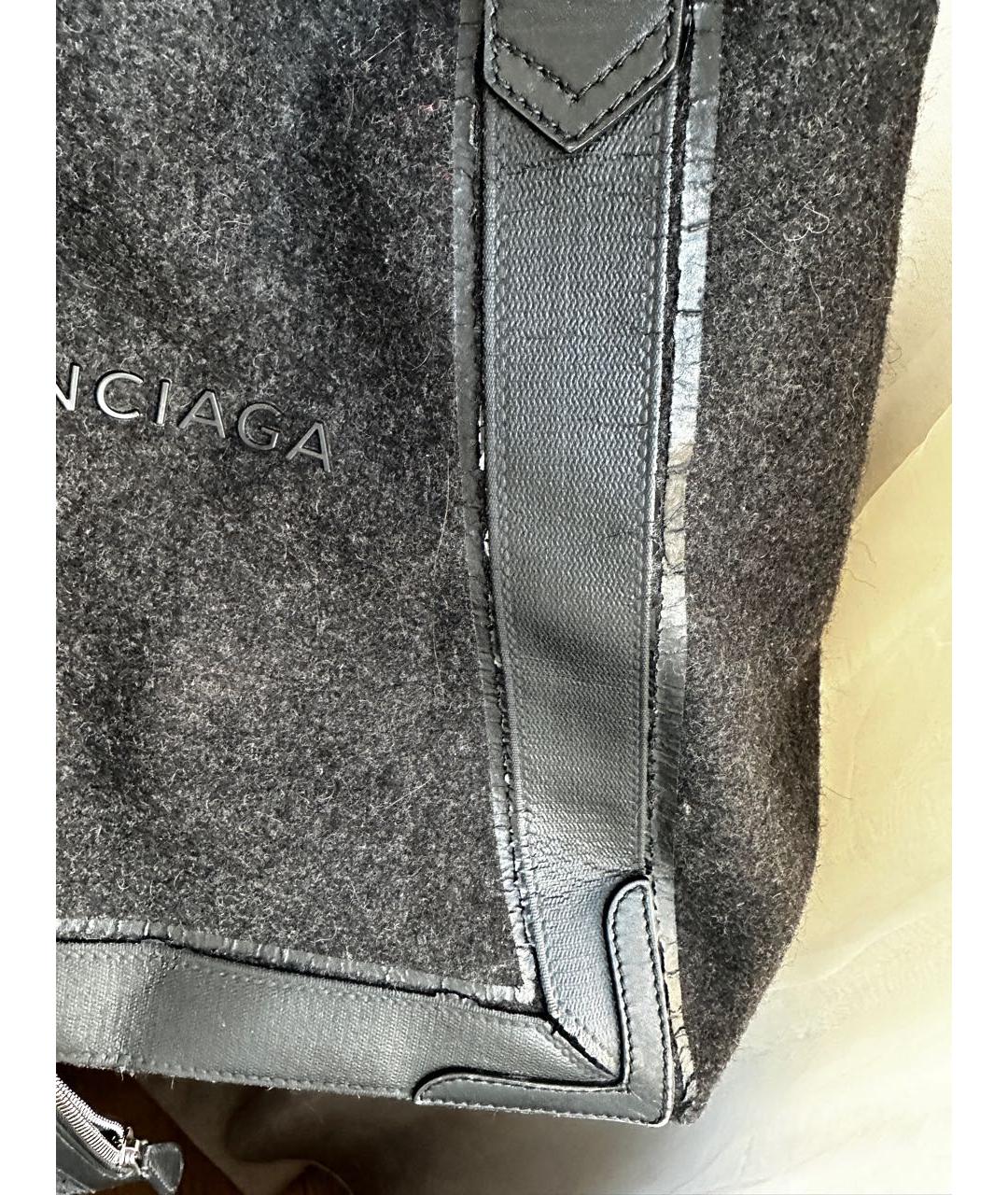 BALENCIAGA Серая шерстяная сумка с короткими ручками, фото 4