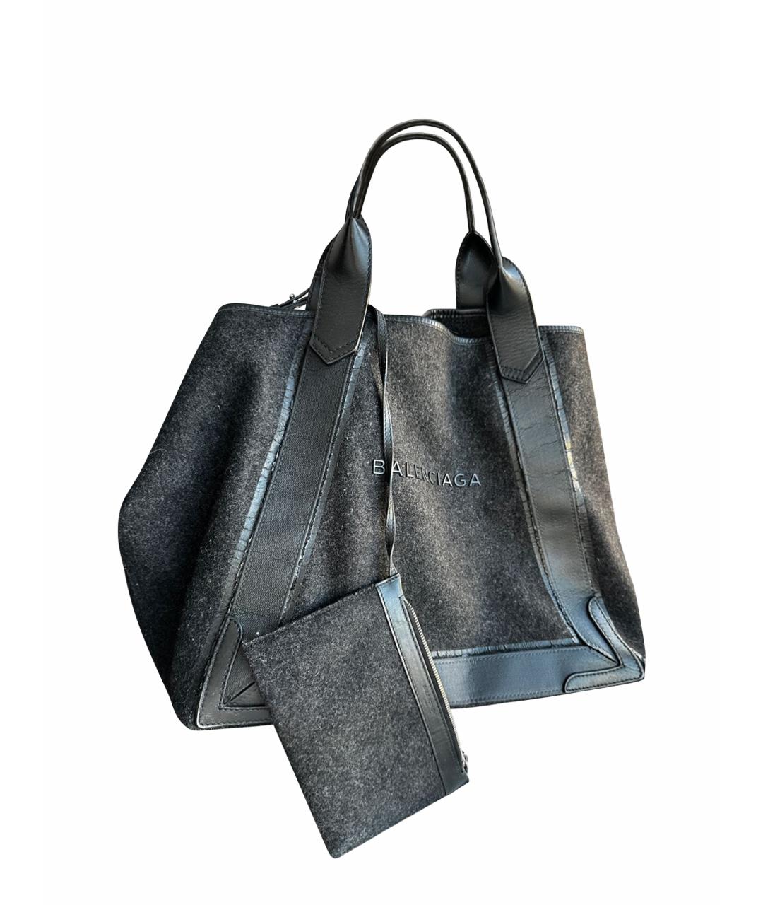 BALENCIAGA Серая шерстяная сумка с короткими ручками, фото 1