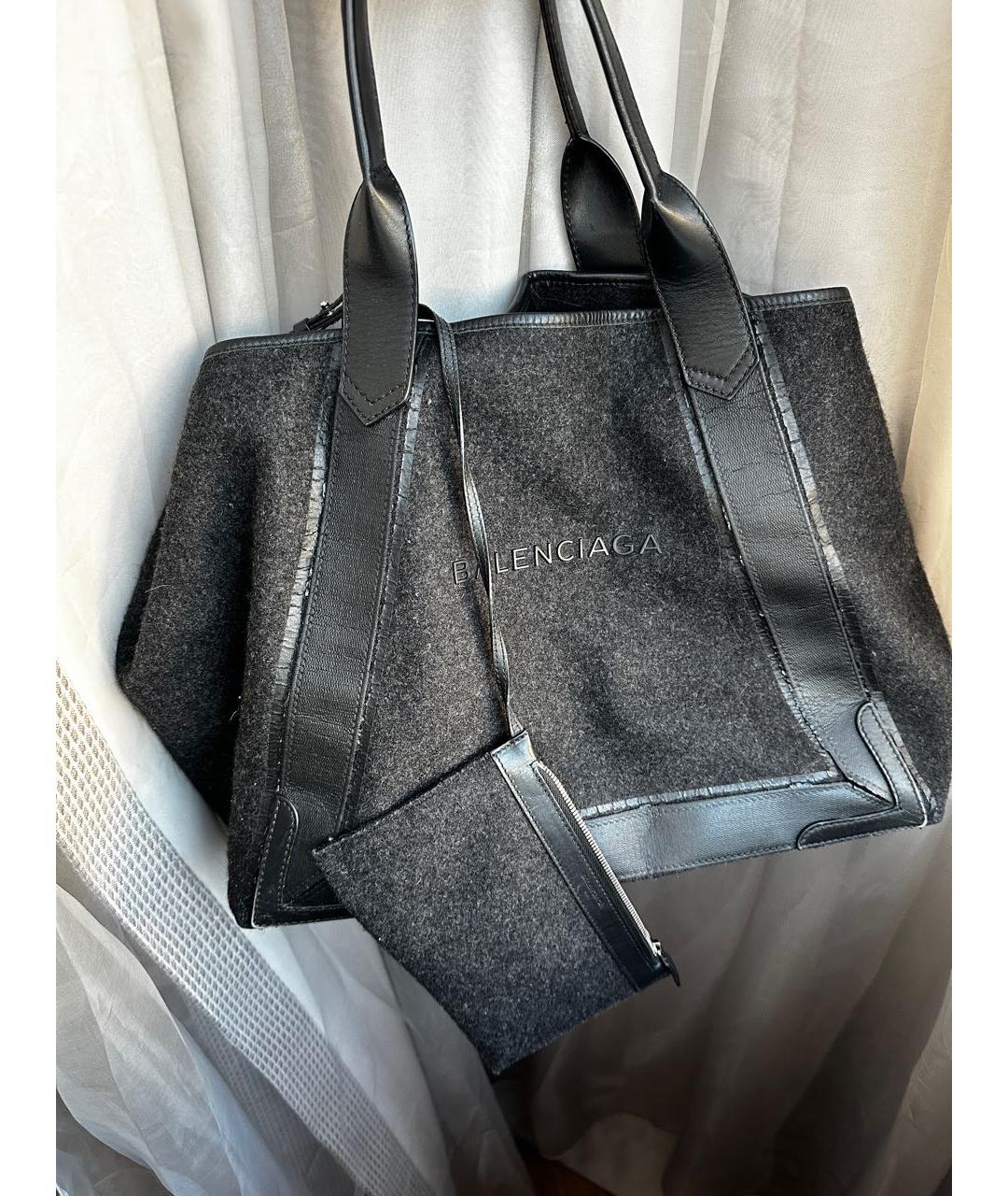BALENCIAGA Серая шерстяная сумка с короткими ручками, фото 2