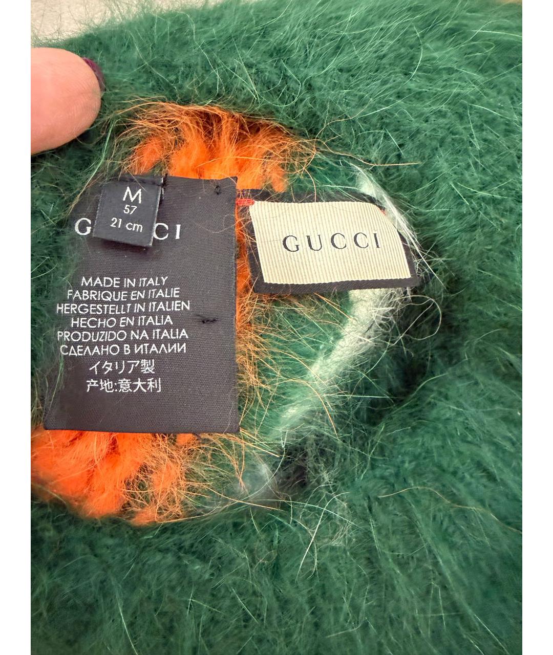 GUCCI Оранжевая шерстяная шапка, фото 4