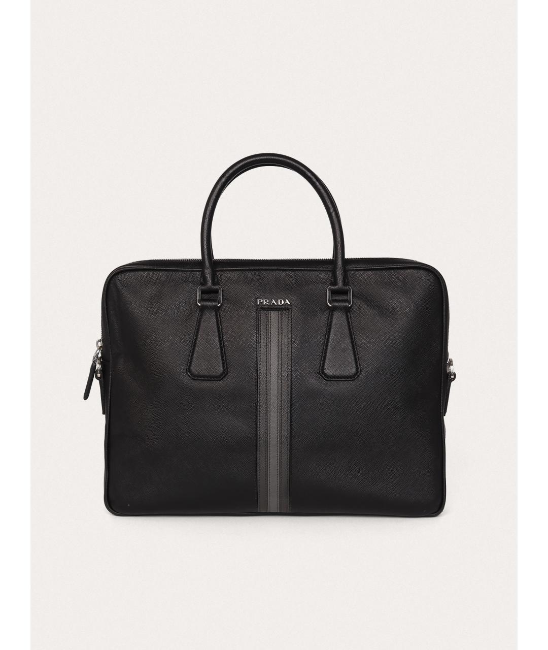 PRADA Черный кожаный портфель, фото 9