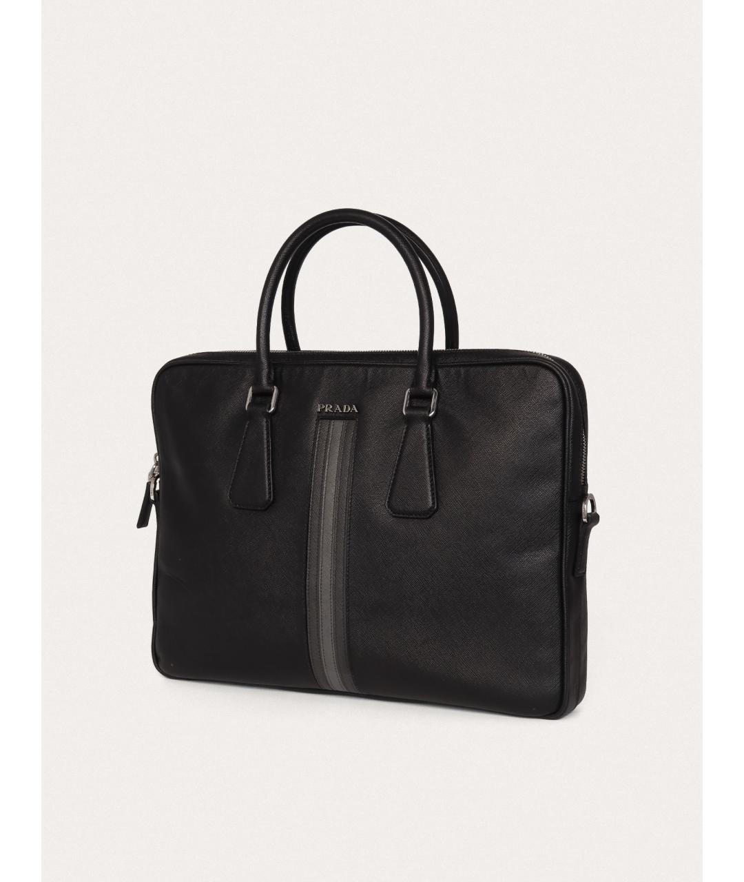 PRADA Черный кожаный портфель, фото 2