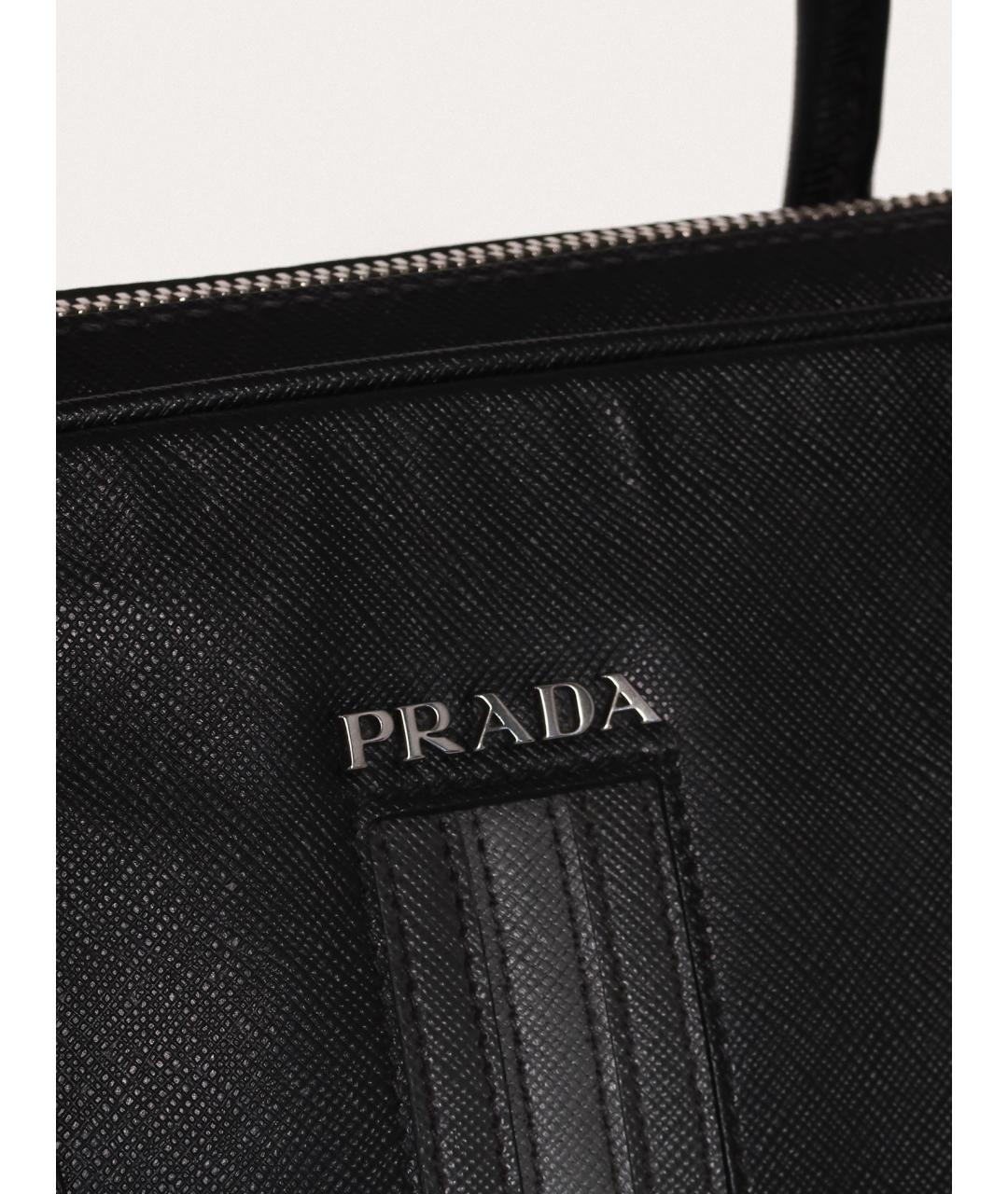 PRADA Черный кожаный портфель, фото 6