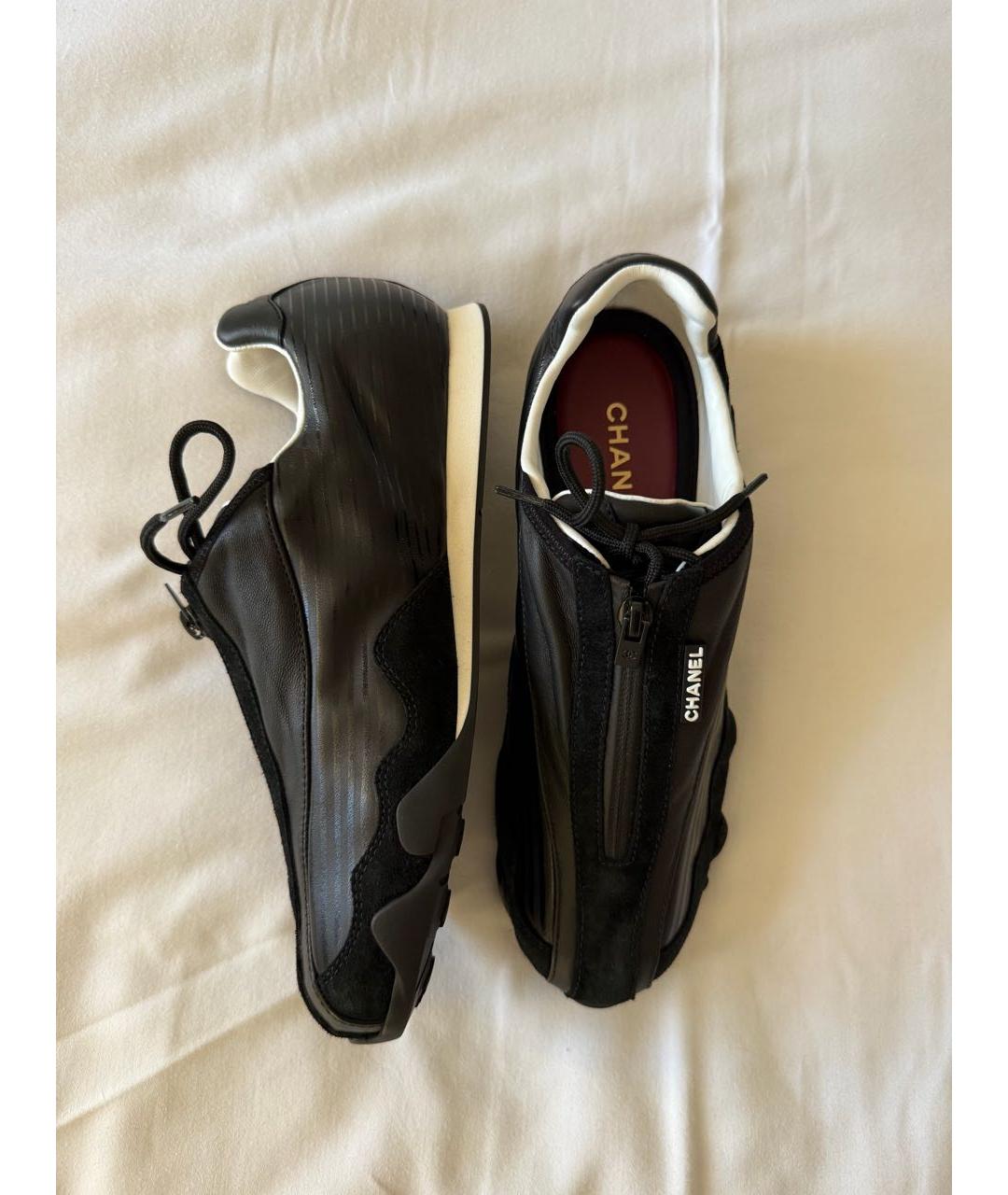 CHANEL Черные кожаные кеды, фото 3