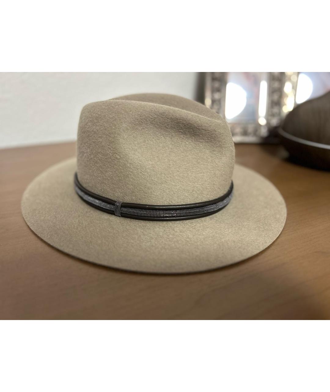 BRUNELLO CUCINELLI Бежевая шерстяная шляпа, фото 6