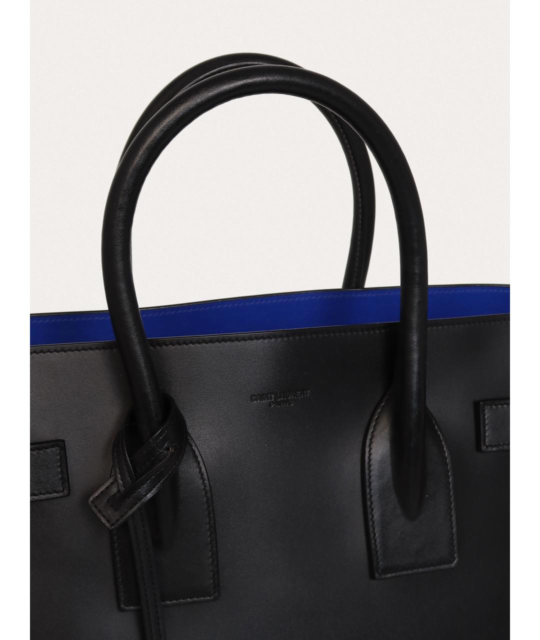 SAINT LAURENT Черная кожаная сумка с короткими ручками, фото 7