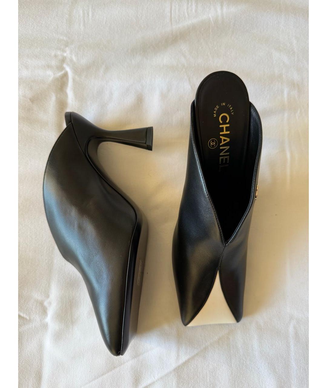 CHANEL Черные кожаные мюли, фото 3