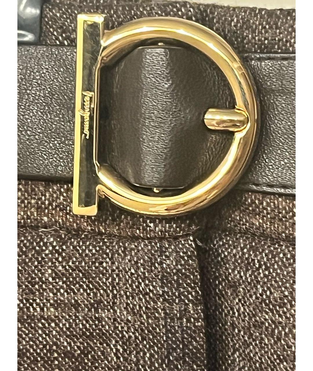 FERRAGAMO Коричневая шерстяная юбка миди, фото 4