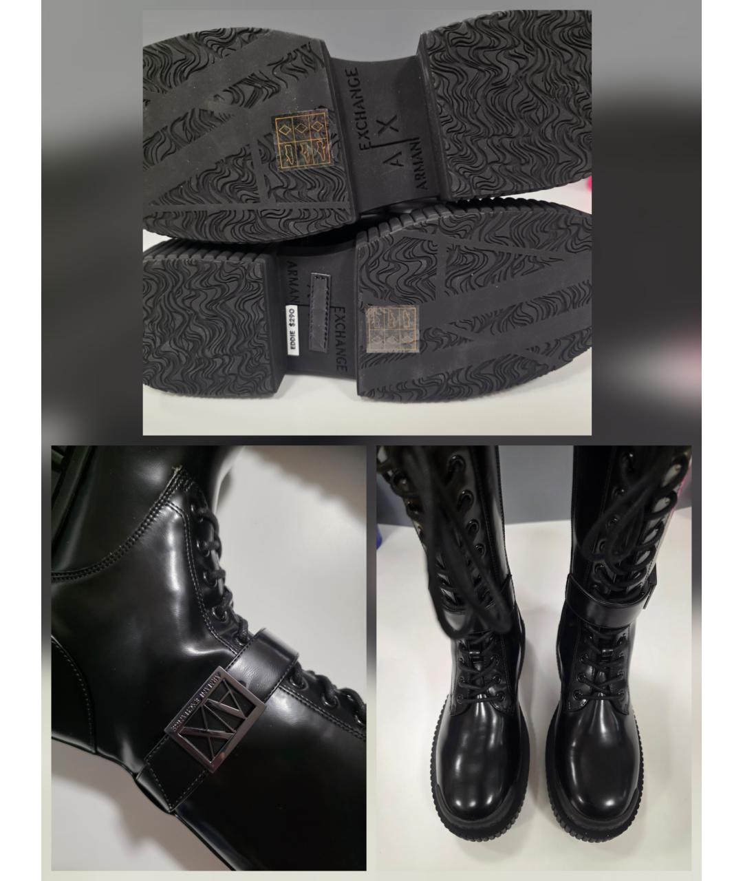 ARMANI EXCHANGE Черные сапоги из искусственной кожи, фото 7