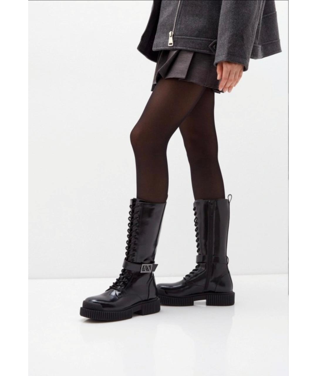 ARMANI EXCHANGE Черные сапоги из искусственной кожи, фото 9