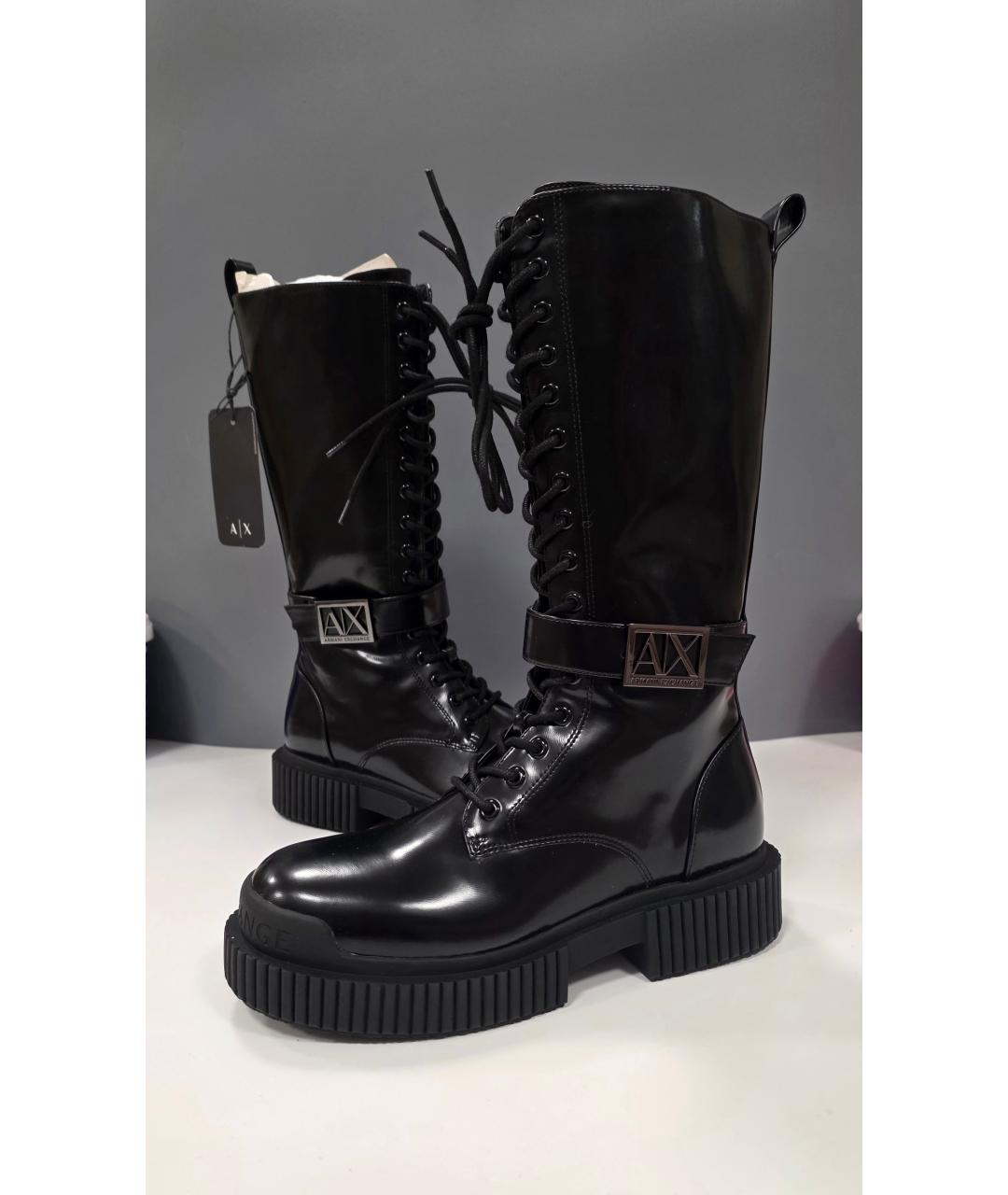 ARMANI EXCHANGE Черные сапоги из искусственной кожи, фото 6