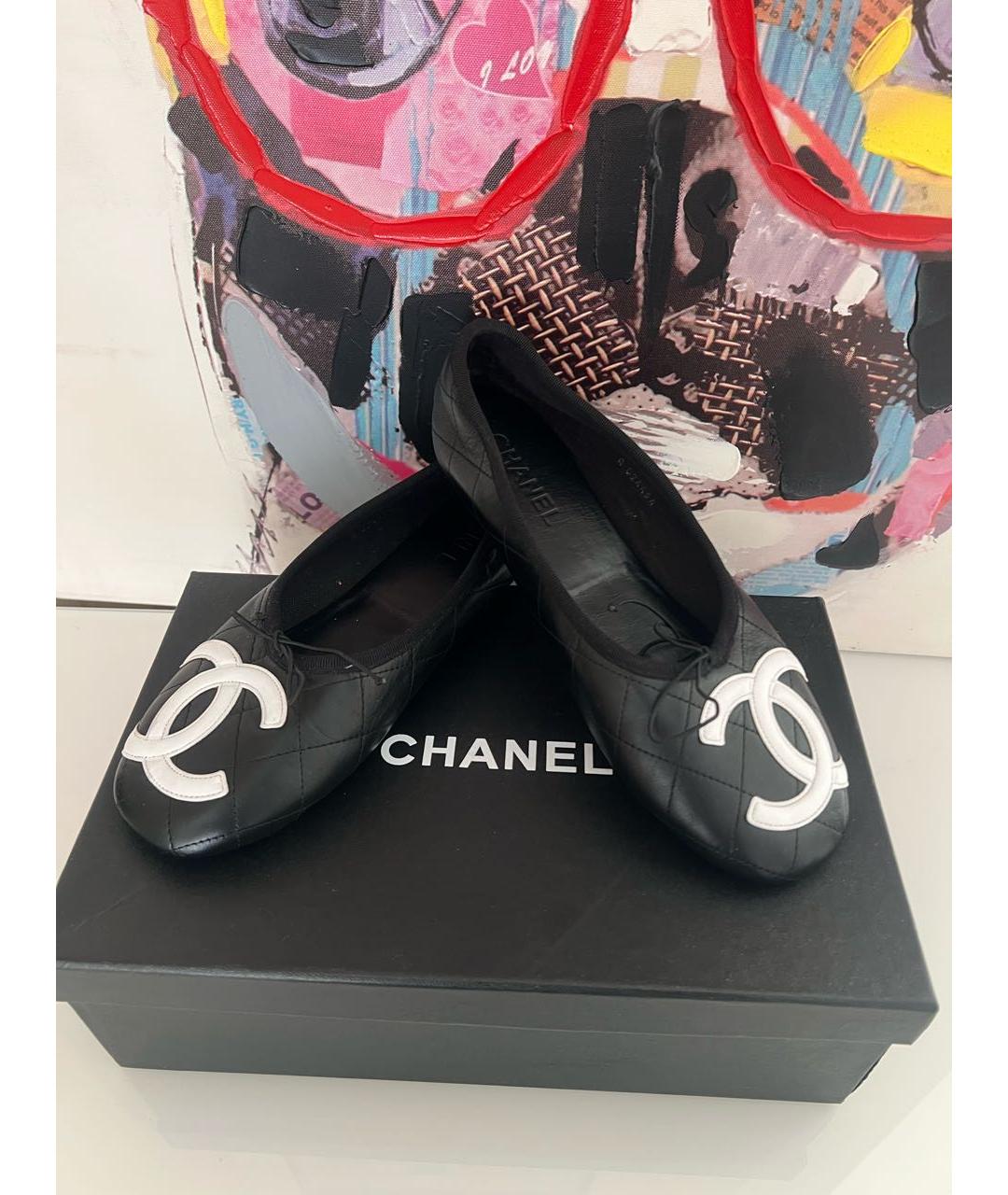 CHANEL Черные кожаные балетки, фото 9