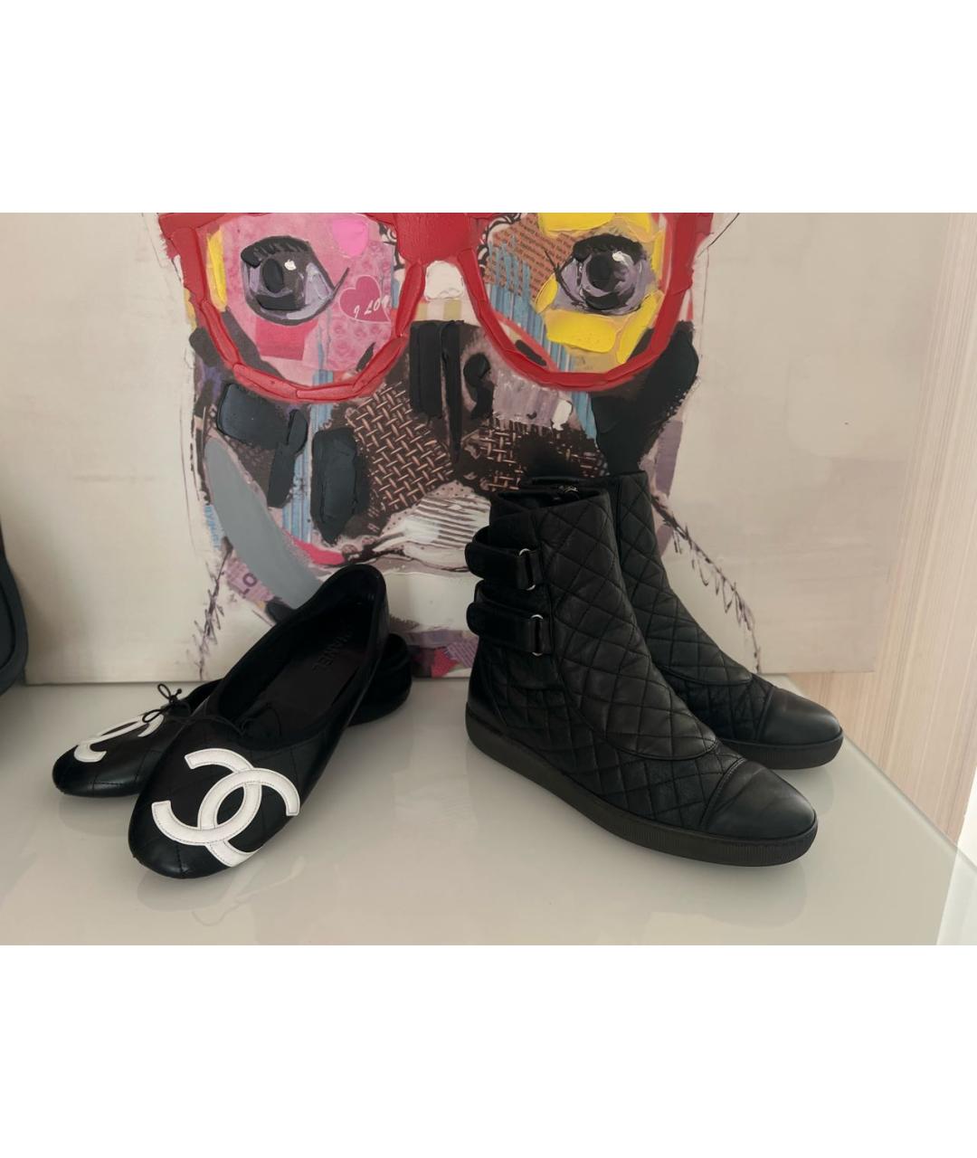 CHANEL Черные кожаные ботинки, фото 5