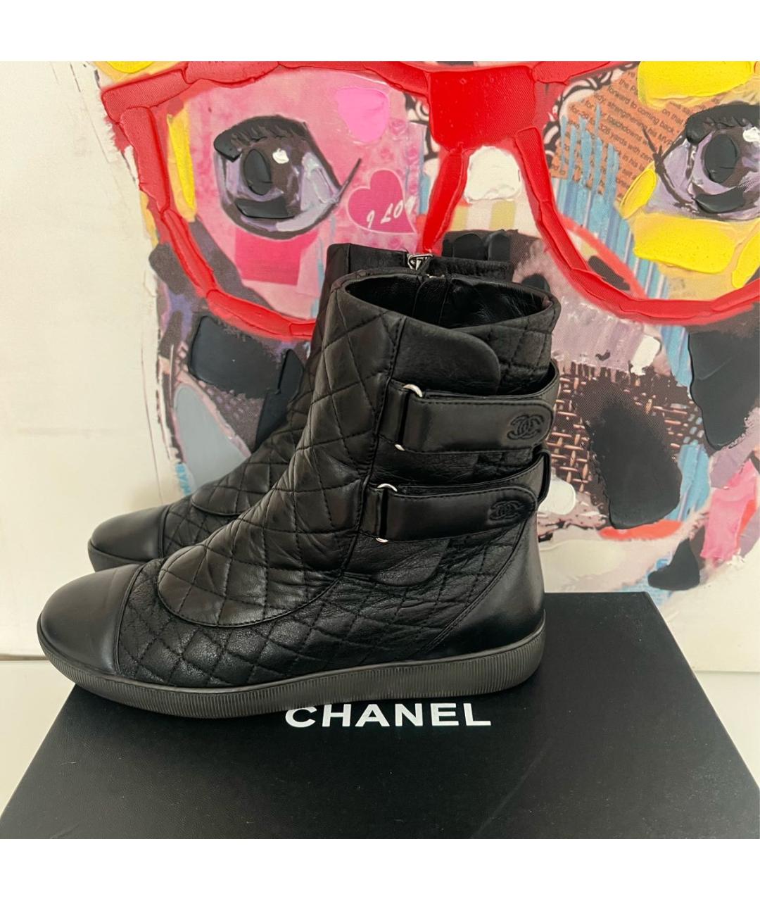CHANEL Черные кожаные ботинки, фото 4