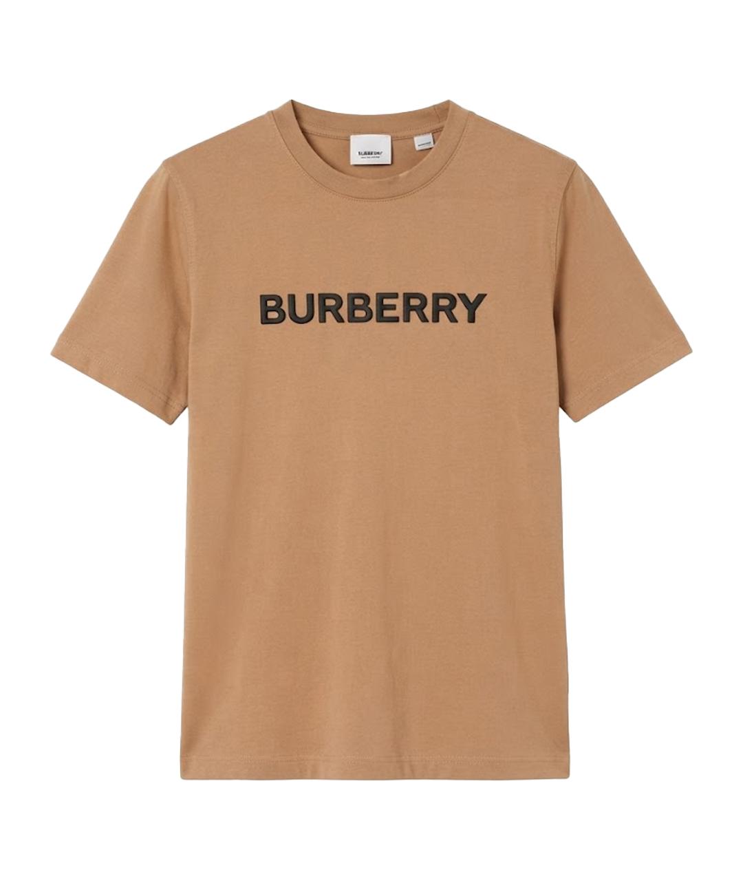 BURBERRY Коричневая хлопковая футболка, фото 1