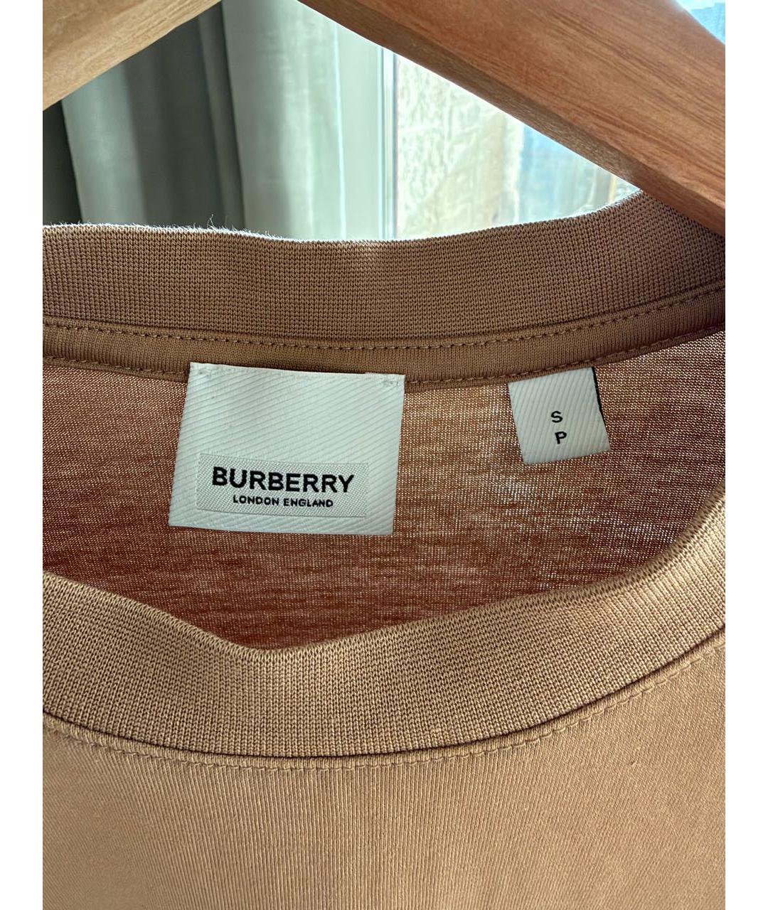 BURBERRY Коричневая хлопковая футболка, фото 3