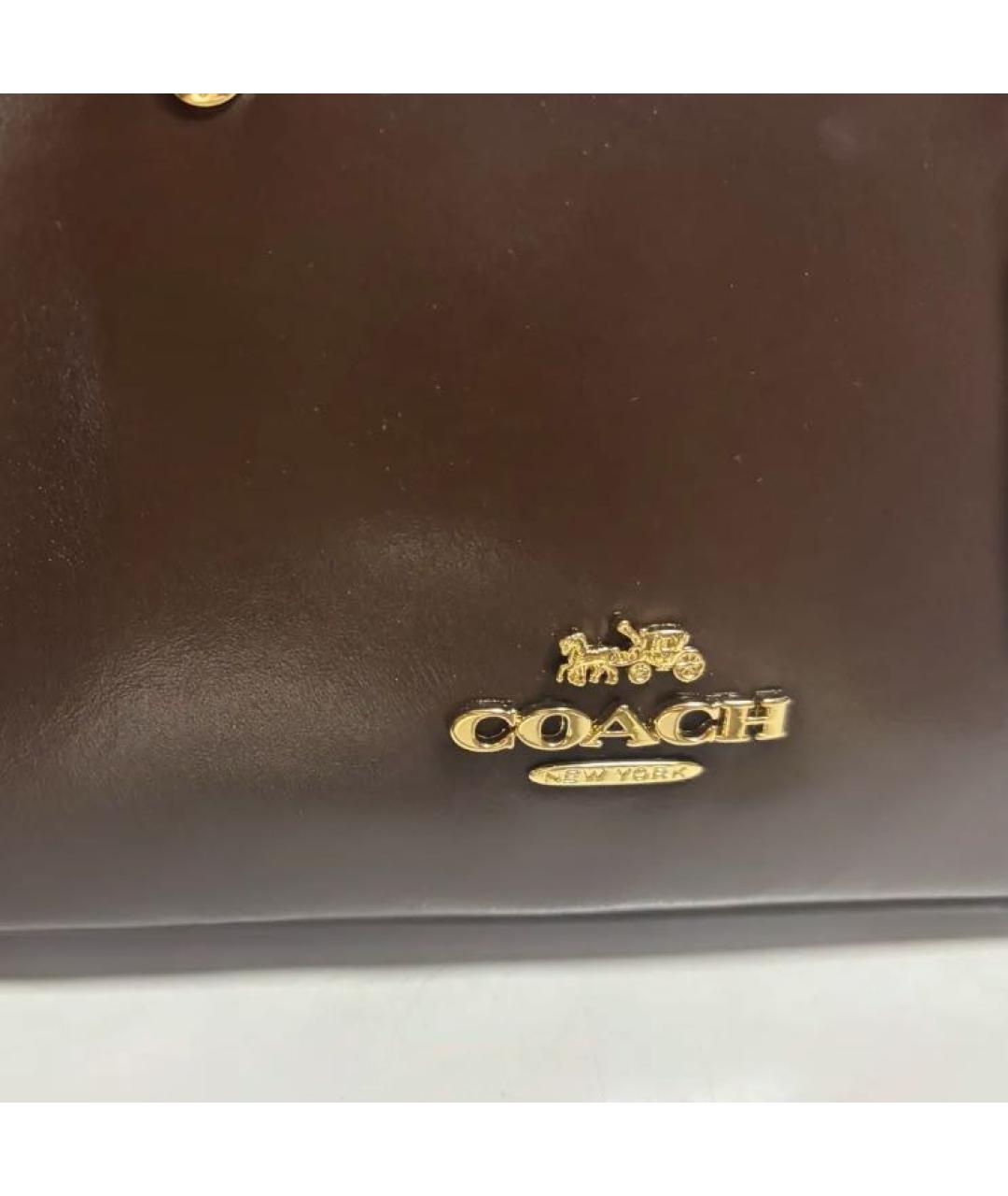 COACH Коричневая кожаная сумка через плечо, фото 5