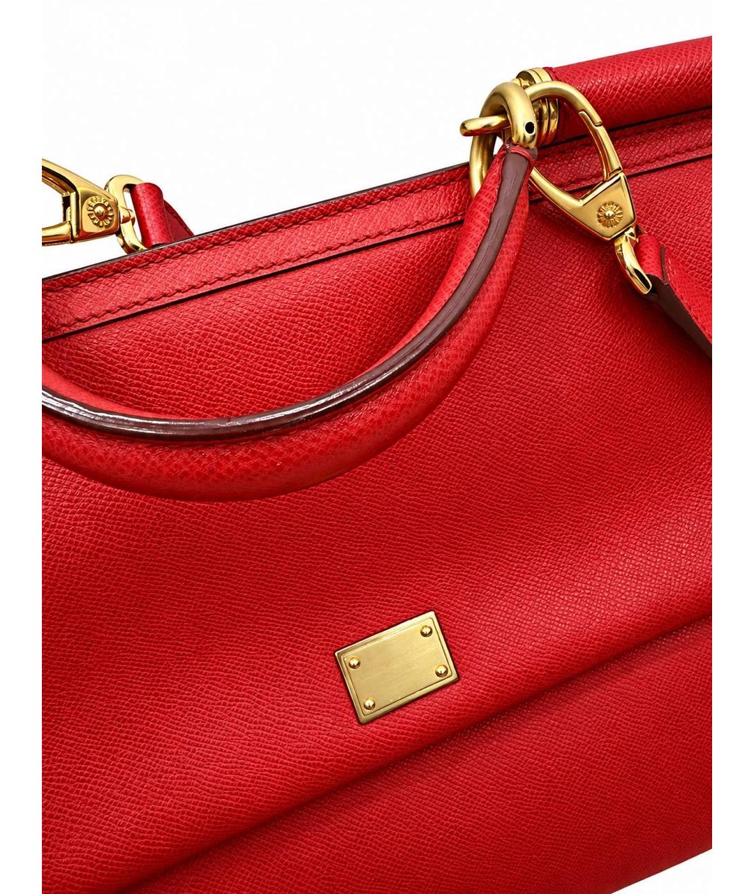 DOLCE&GABBANA Красная кожаная сумка с короткими ручками, фото 6
