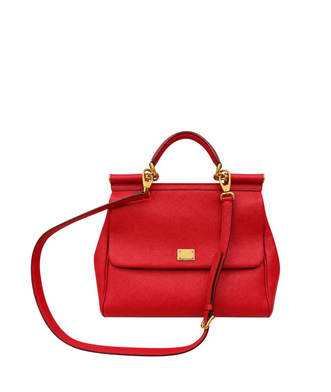 DOLCE&GABBANA Красная кожаная сумка с короткими ручками, фото 1