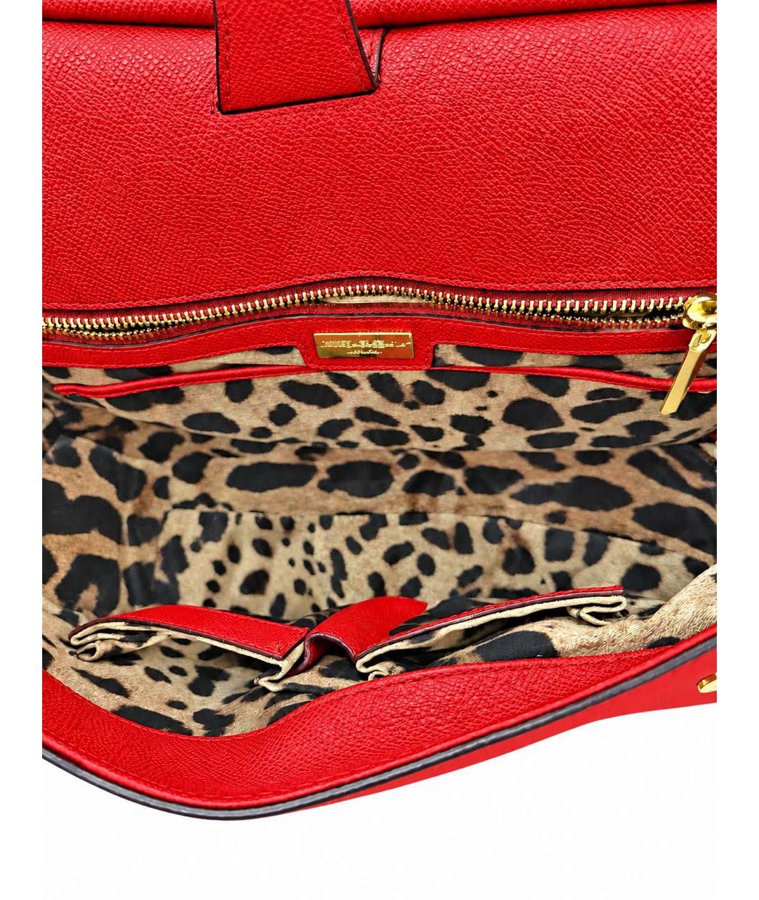 DOLCE&GABBANA Красная кожаная сумка с короткими ручками, фото 4