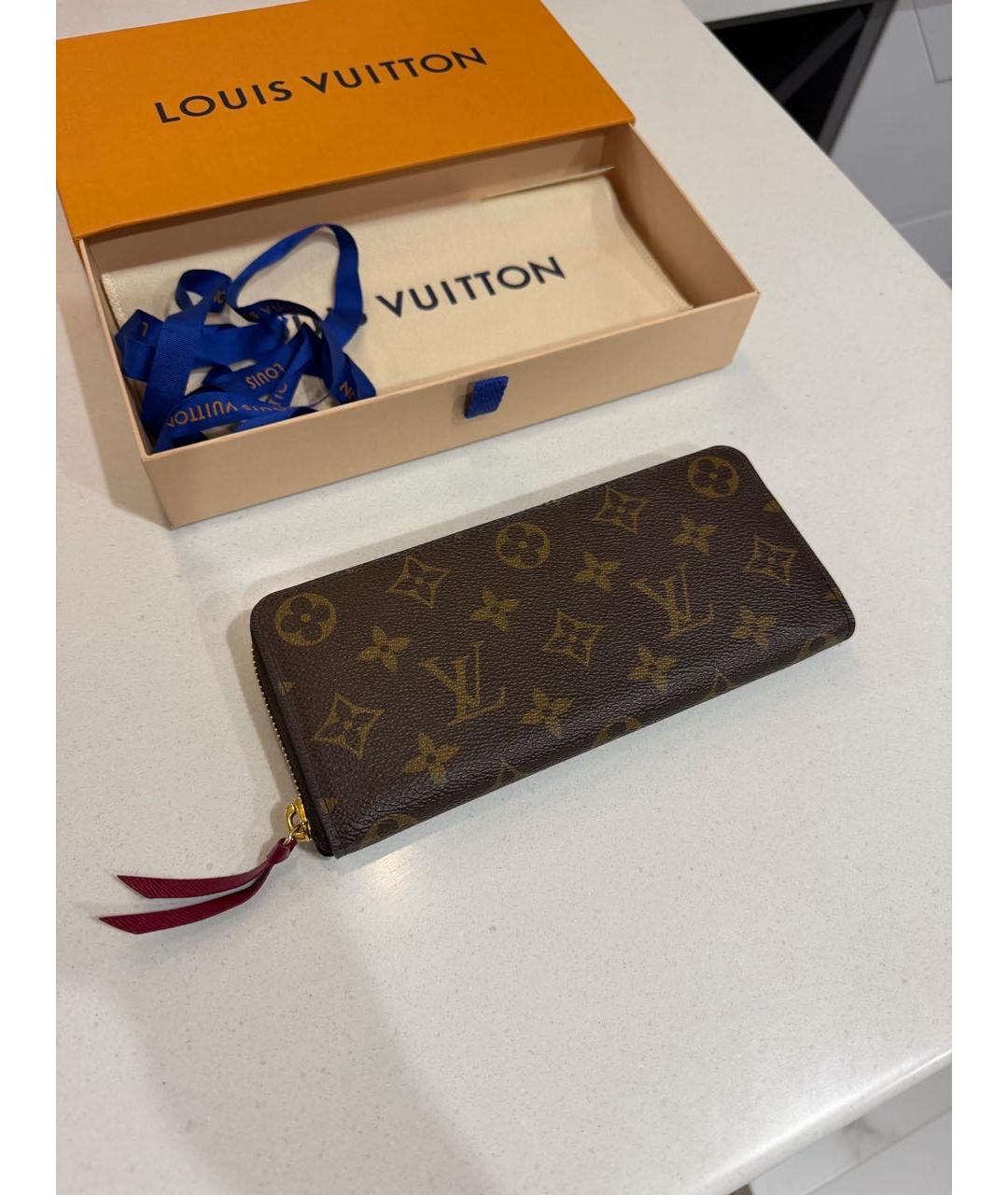 LOUIS VUITTON Коричневый кожаный кошелек, фото 2