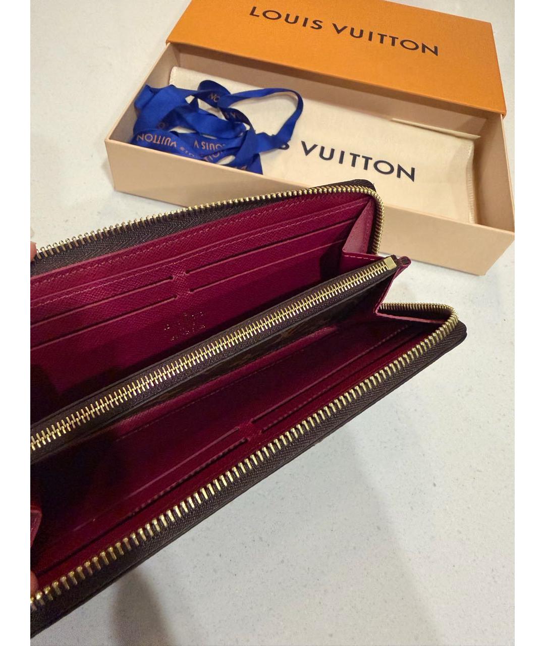 LOUIS VUITTON Коричневый кожаный кошелек, фото 4