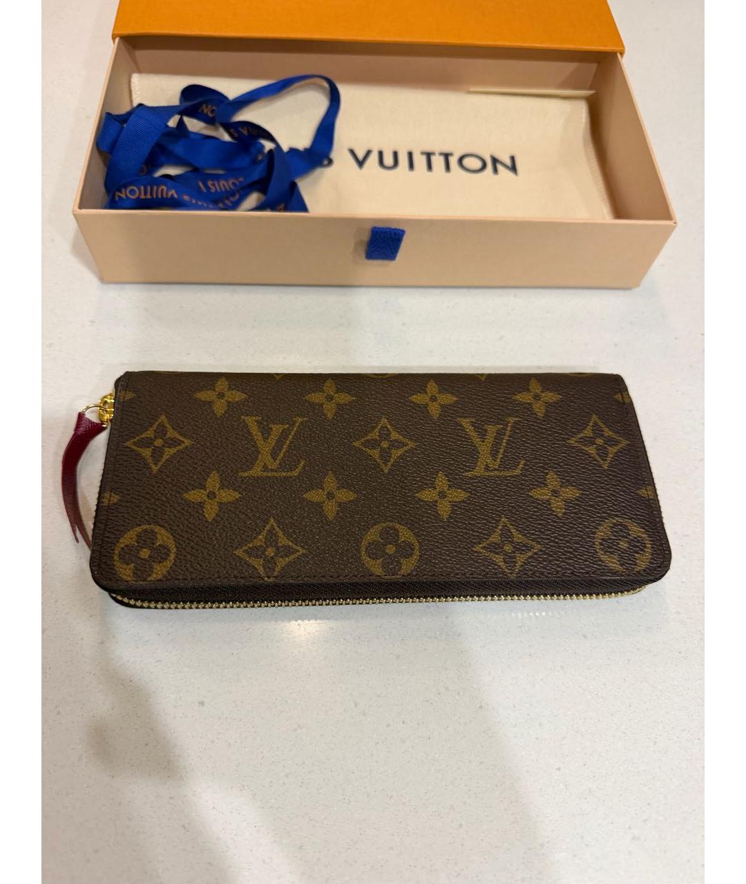LOUIS VUITTON Коричневый кожаный кошелек, фото 7