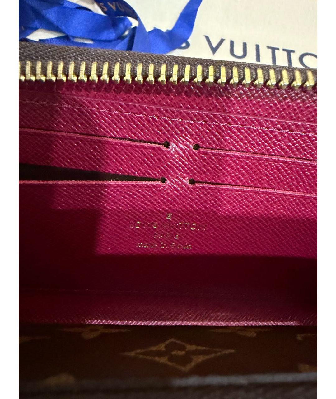 LOUIS VUITTON Коричневый кожаный кошелек, фото 5