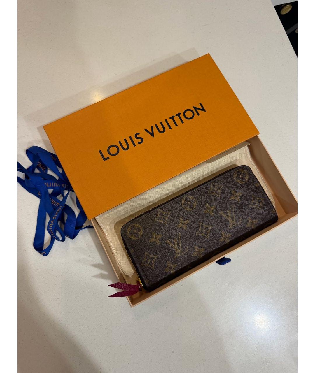 LOUIS VUITTON Коричневый кожаный кошелек, фото 3