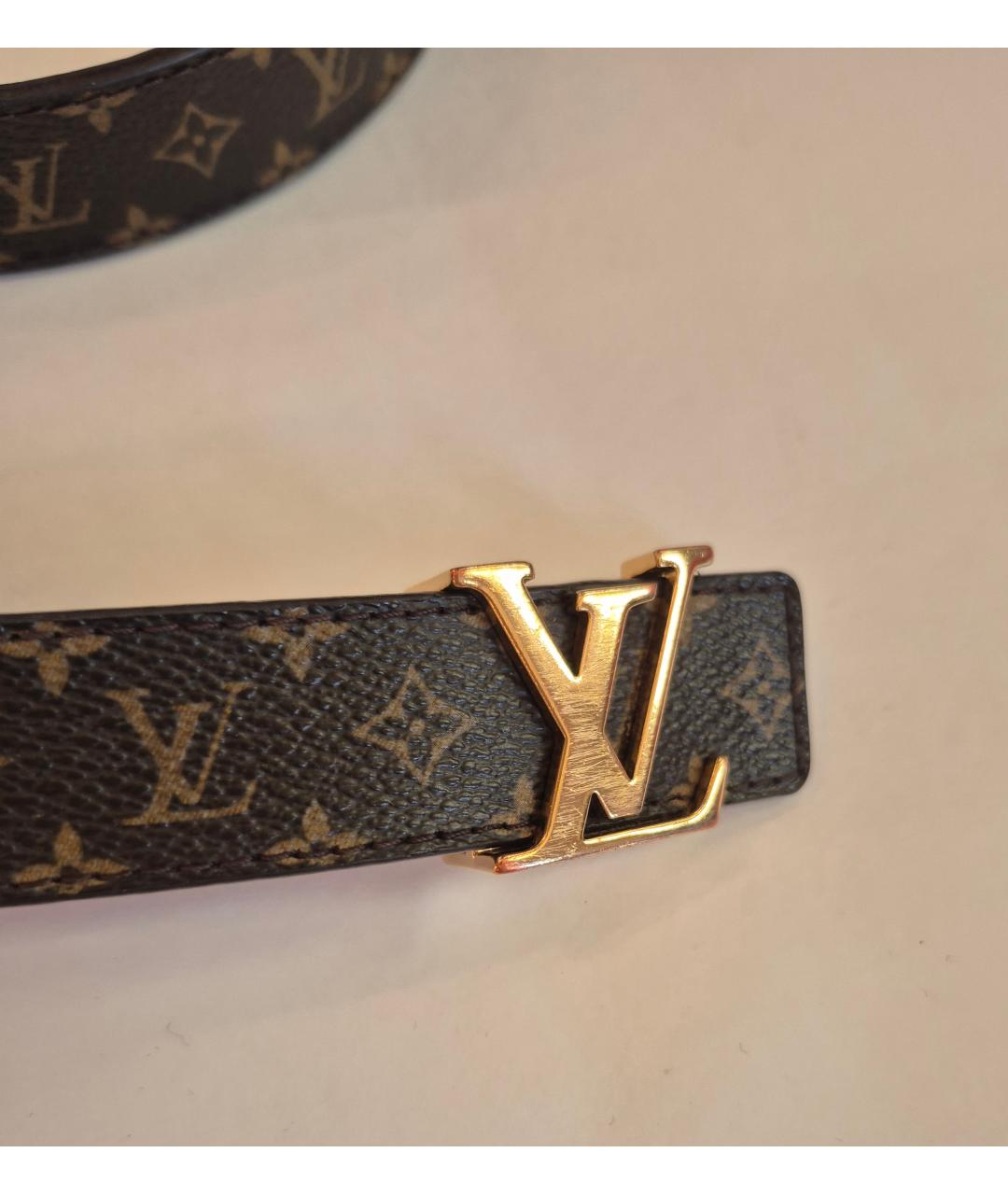 LOUIS VUITTON Коричневый кожаный ремень, фото 3