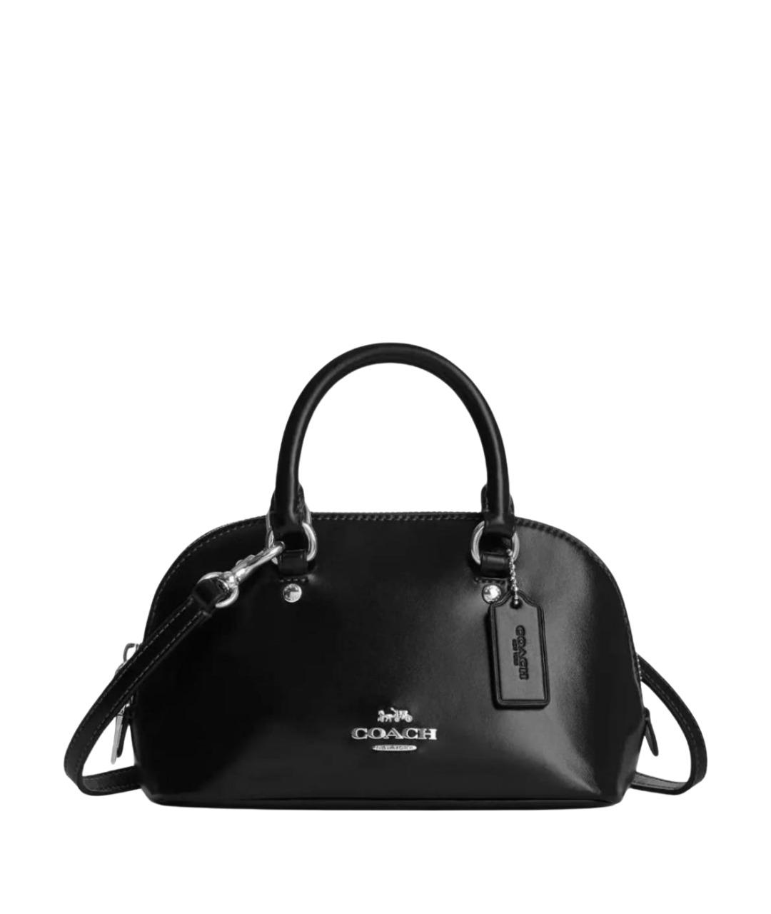 COACH Черная кожаная сумка с короткими ручками, фото 1