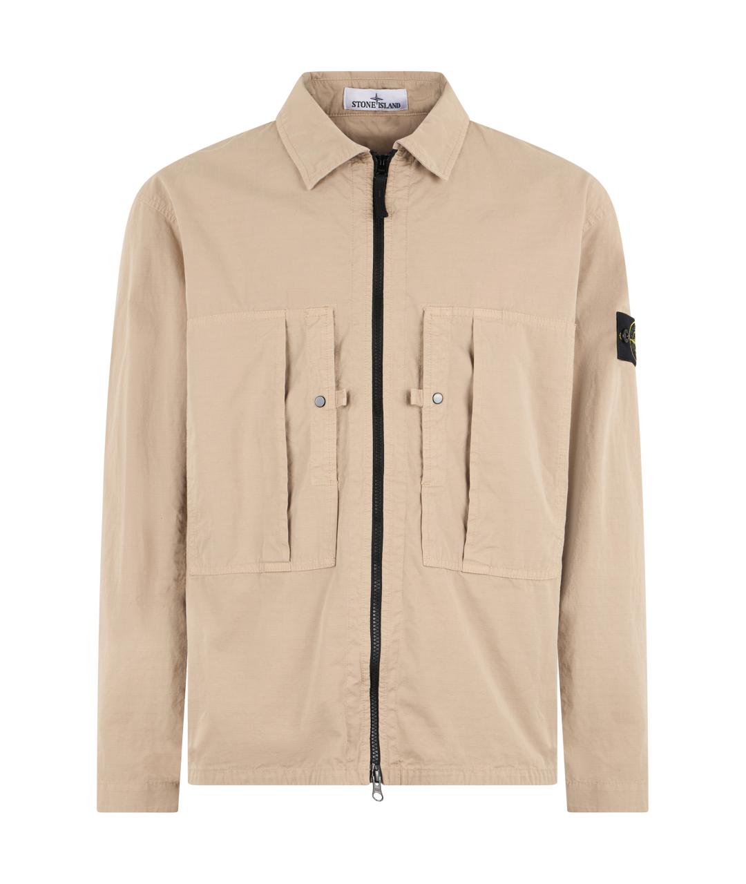 STONE ISLAND Бежевая хлопковая куртка, фото 3