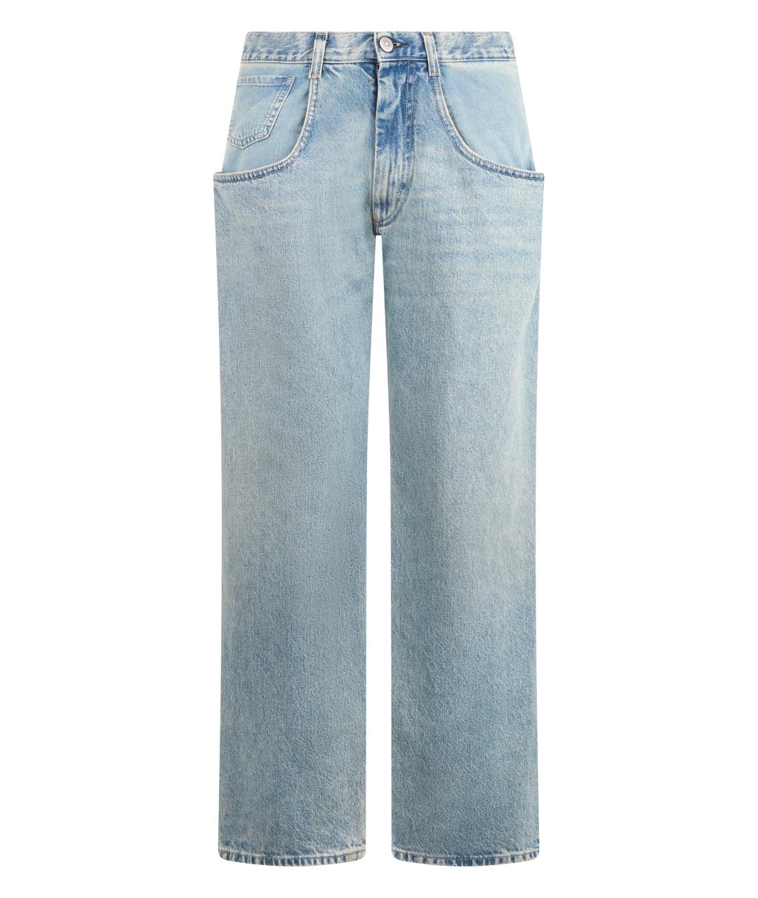 MAISON MARGIELA Голубые хлопковые прямые джинсы, фото 1