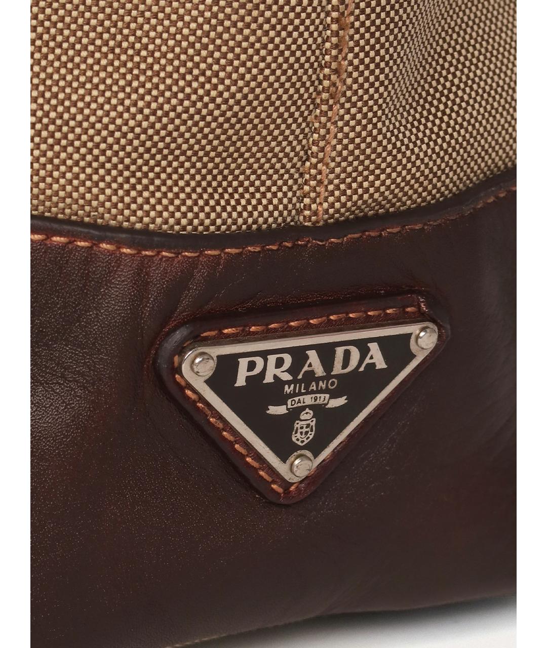 PRADA Бежевая кожаная сумка с короткими ручками, фото 7