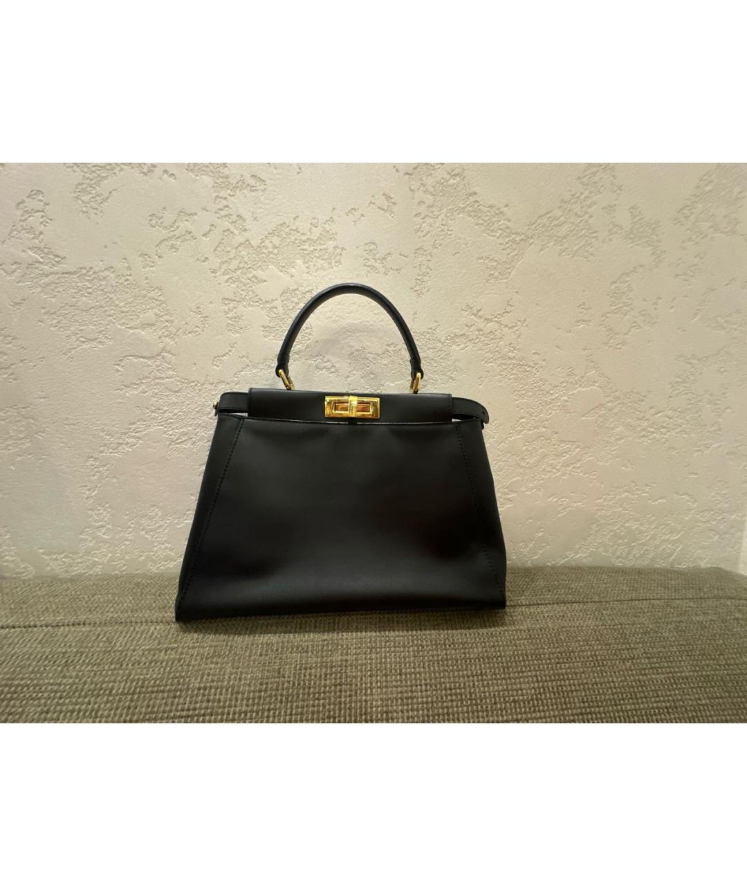 FENDI Черная кожаная сумка тоут, фото 3