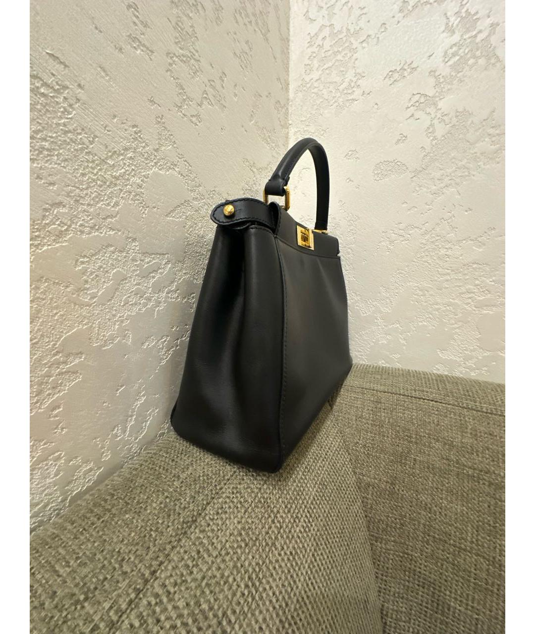 FENDI Черная кожаная сумка тоут, фото 2