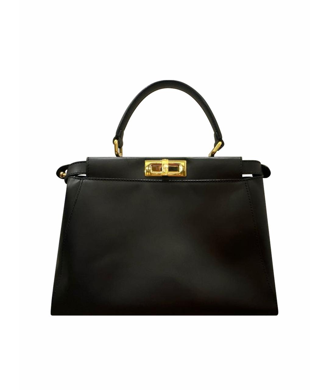 FENDI Черная кожаная сумка тоут, фото 1