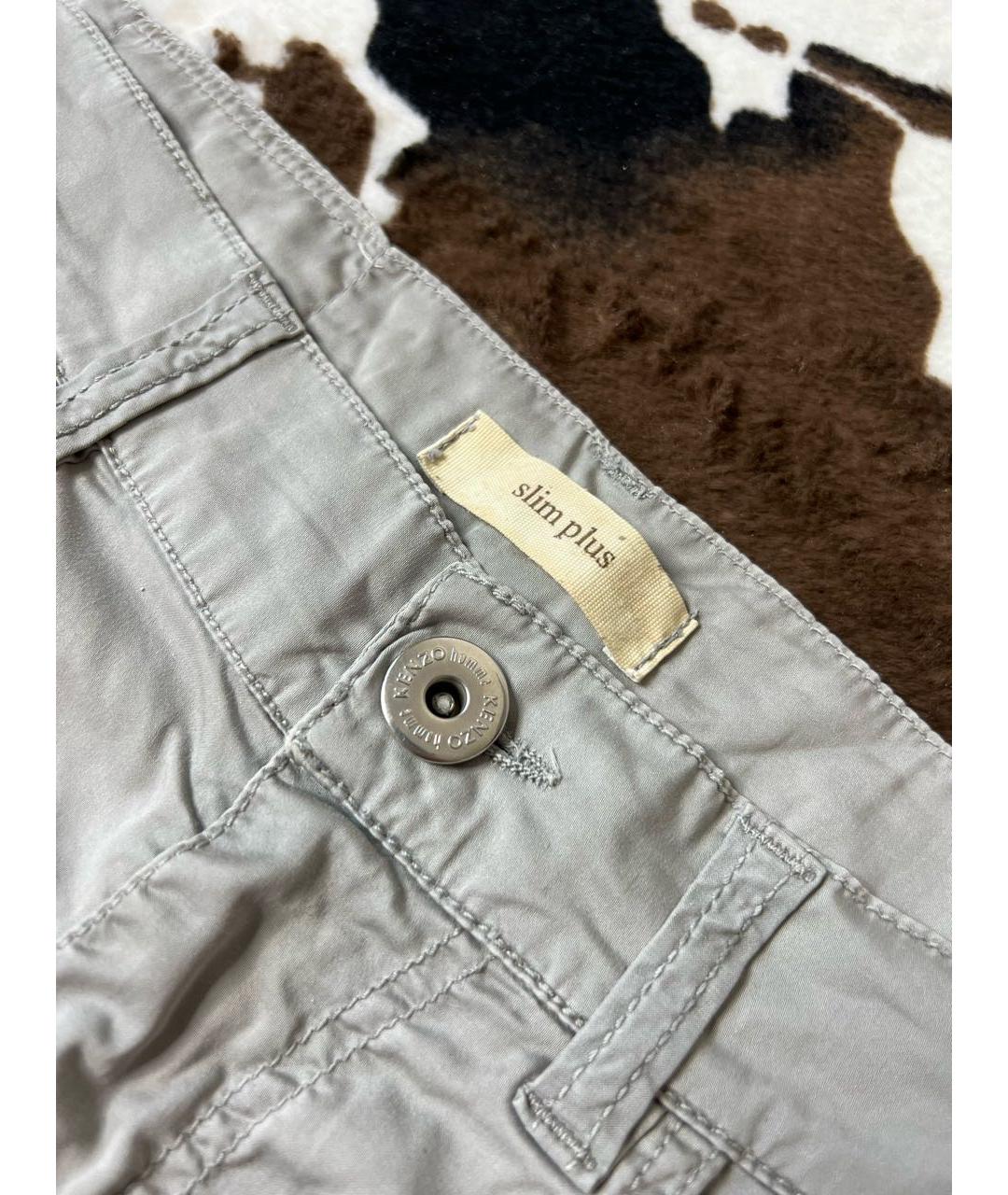 KENZO Серые хлопко-эластановые брюки чинос, фото 3