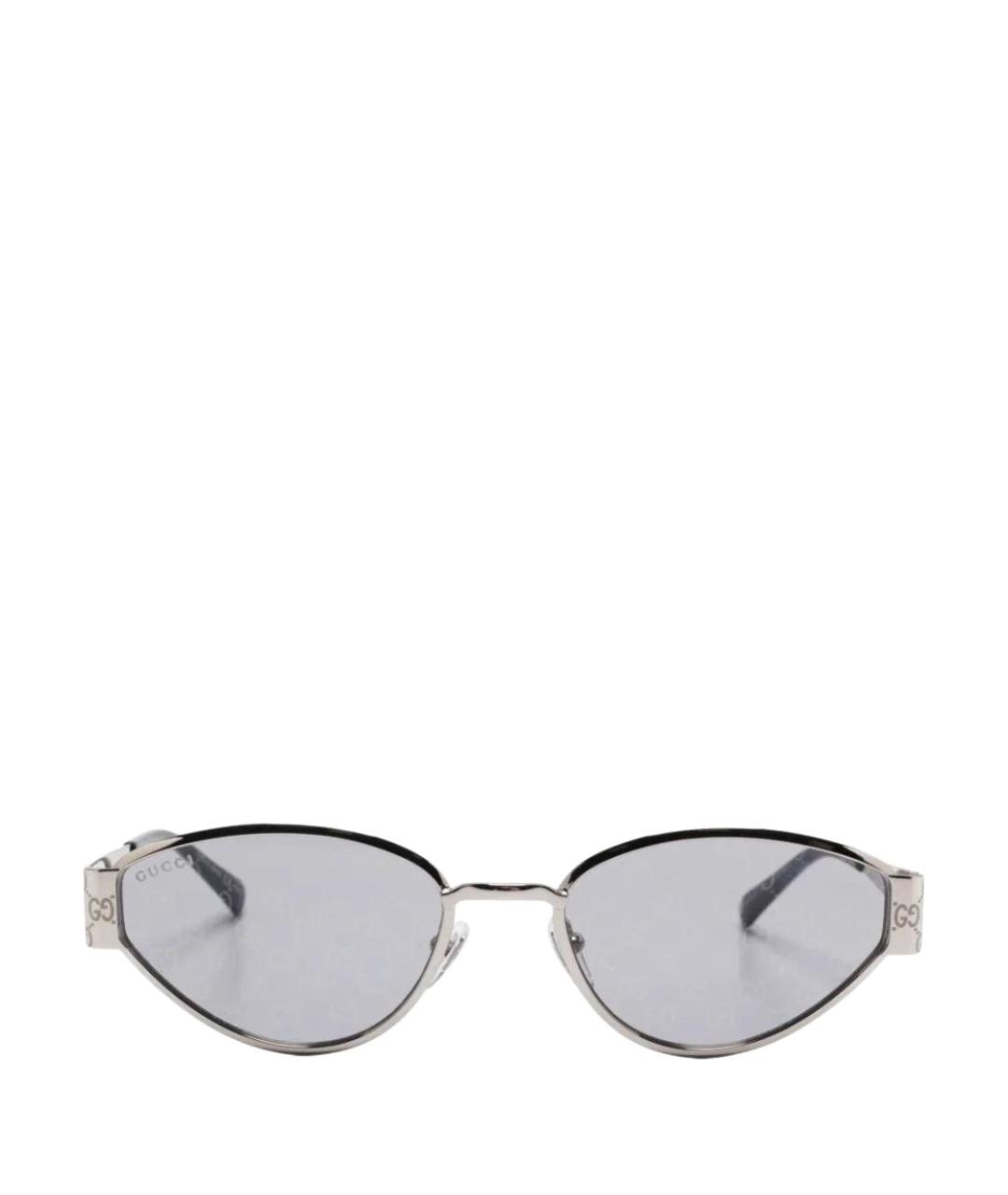 GUCCI Серебряные металлические солнцезащитные очки, фото 1