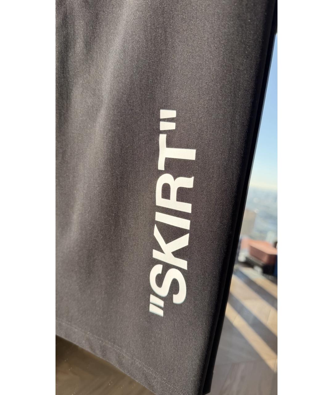 OFF-WHITE Черная вискозная юбка миди, фото 4